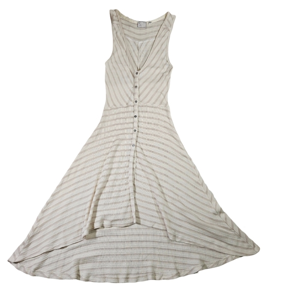 Postmark By Anthropologie Hi/Low Button Up Semi Sheer Swing Dress, Cream, XS - Picture 5 of 15